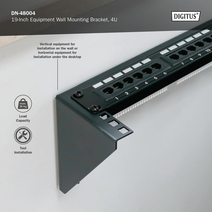 DIGITUS DN-48004 – 19-Zoll Rahmen – 4HE – Universal Wandmontage-Rahmen für 19" Equipment – Vertikal