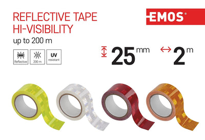 EMOS reflektierendes Klebeband, 12 Stk Reflexband/Reflektorband selbstklebend, 4 Farben, je 2,5cm x