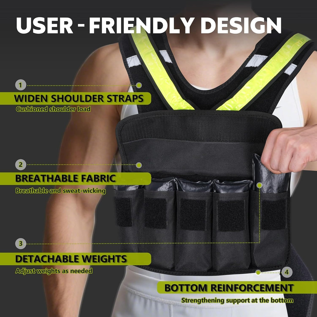 Gewichtsweste für Damen Weighted Vest für Sport und Laufen mit reflektierendem LED Gürtel und Aussen