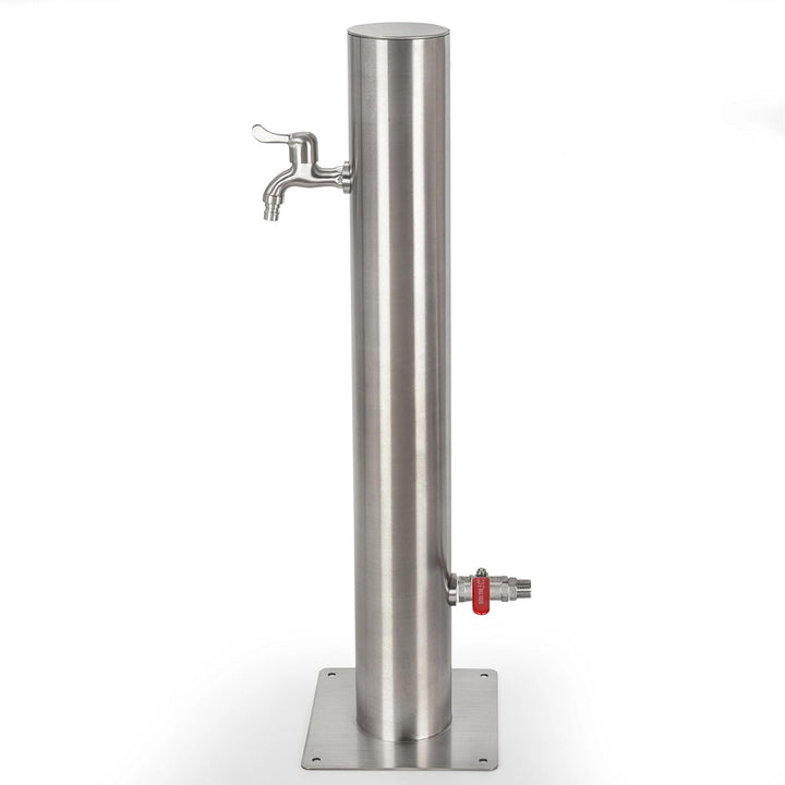 UPP Wasserzapfsäule aus rostfreiem Edelstahl inklusive 2 Auslaufhähnen, verdeckte Wasserzuleitung -