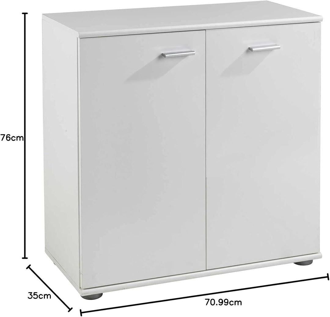 Home4You Kommode mit 2 Türen - Weiss matt - 71 cm breit - Sideboard Mehrzweckschrank