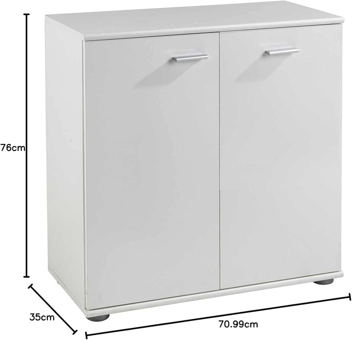 Home4You Kommode mit 2 Türen - Weiss matt - 71 cm breit - Sideboard Mehrzweckschrank