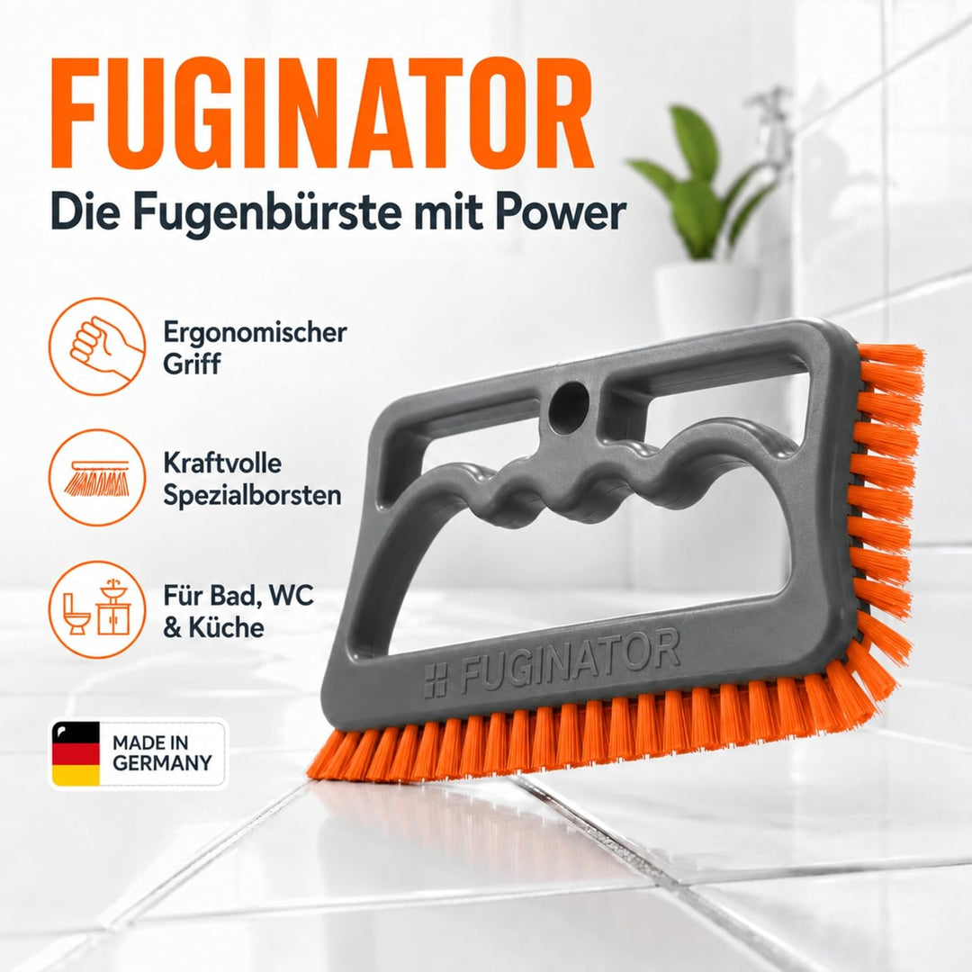 FUGINATOR® Fugenbürste – Fugenreinigung in Bad, WC, Küche - Reinigung von Wand- und Bodenfliesen - h