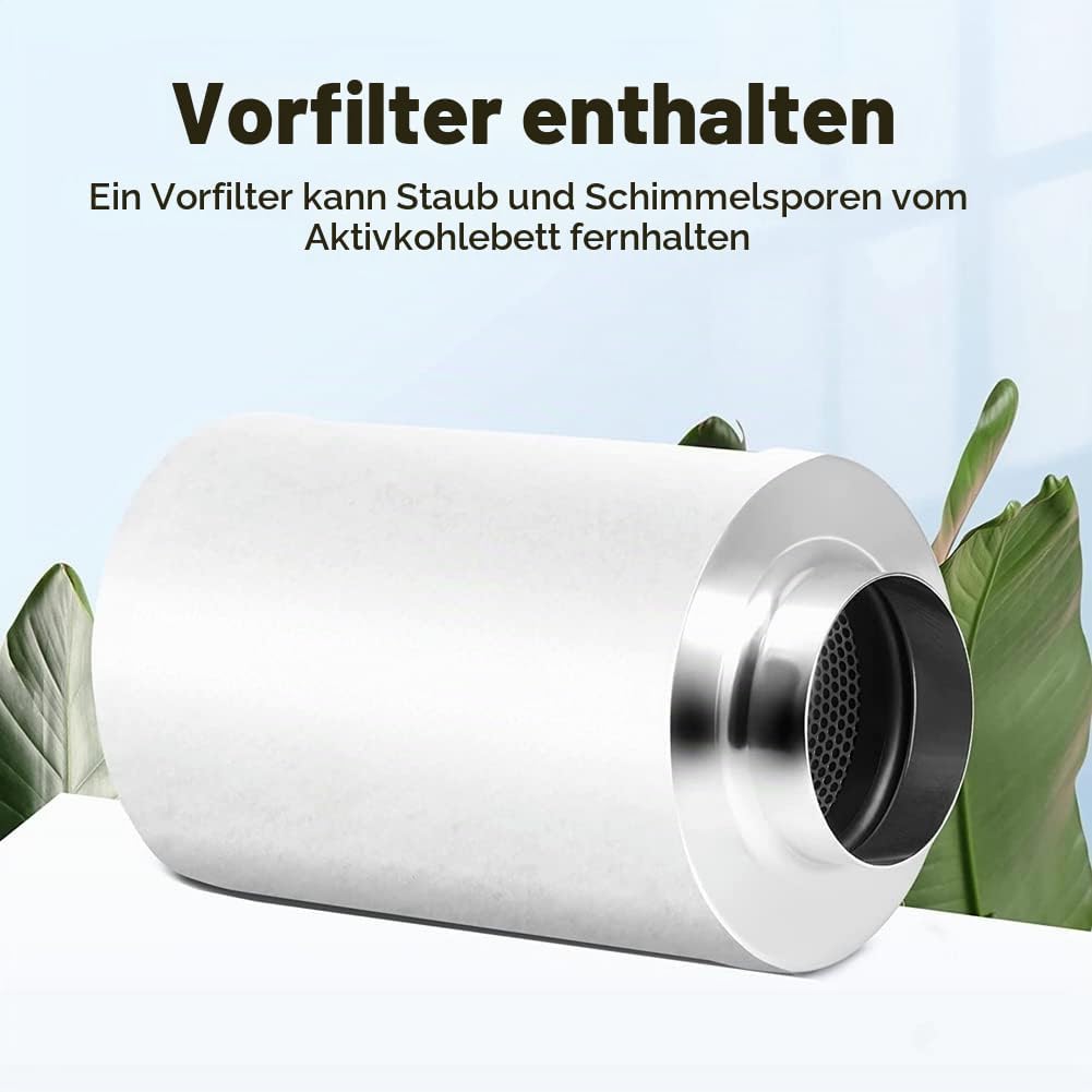 Nagoyuki 4-Luftkohlefilter Zur Geruchskontrolle, Umkehrbarer Flansch, Vorfilter im Lieferumfang Enth