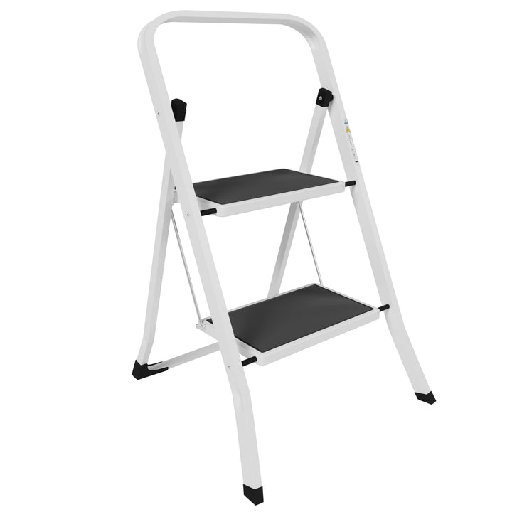 Home Vida Leiter mit 2 Stufen, Stahl, tragbar, klappbar, robust, 2 Stufen