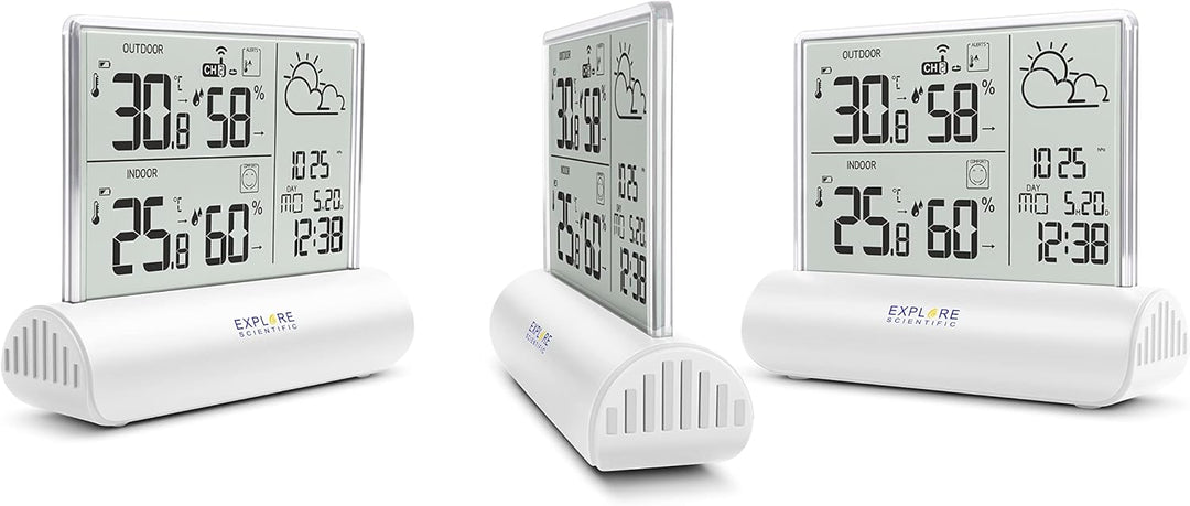 Explore Scientific WSH4501 Wetterstation mit Klarglas-Display, Luftdruck, Temperatur und Luftfeuchti