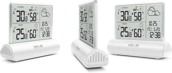 Explore Scientific WSH4501 Wetterstation mit Klarglas-Display, Luftdruck, Temperatur und Luftfeuchti
