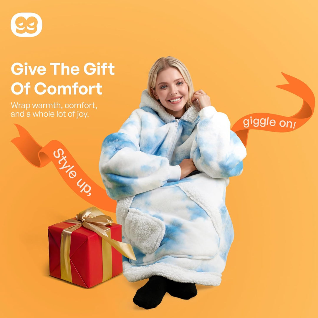 Giggling Getup tragbare Decken Hoodie – Übergrosse Flanell Sherpa Fleece Sweatshirt Decke für Erwach