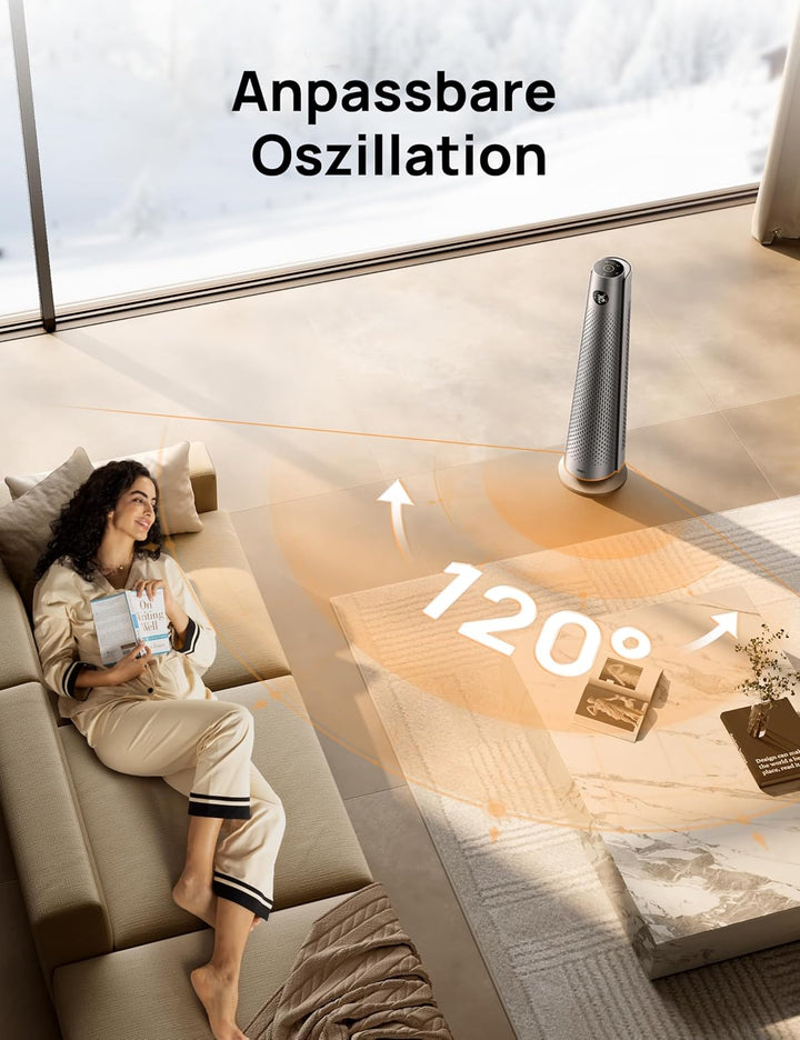 Dreo Heizlüfter Energiesparend, 2000W Elektrische Heizung mit Fernbedienung, 25 dB Leise, 120° Oszil