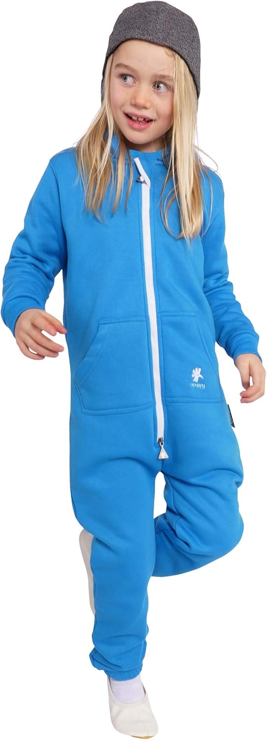 O'Poppy Kinder Jumpsuit Teddy einteilig Jungen Mädchen Overall Kids 134-140 Blau, 134-140 Blau