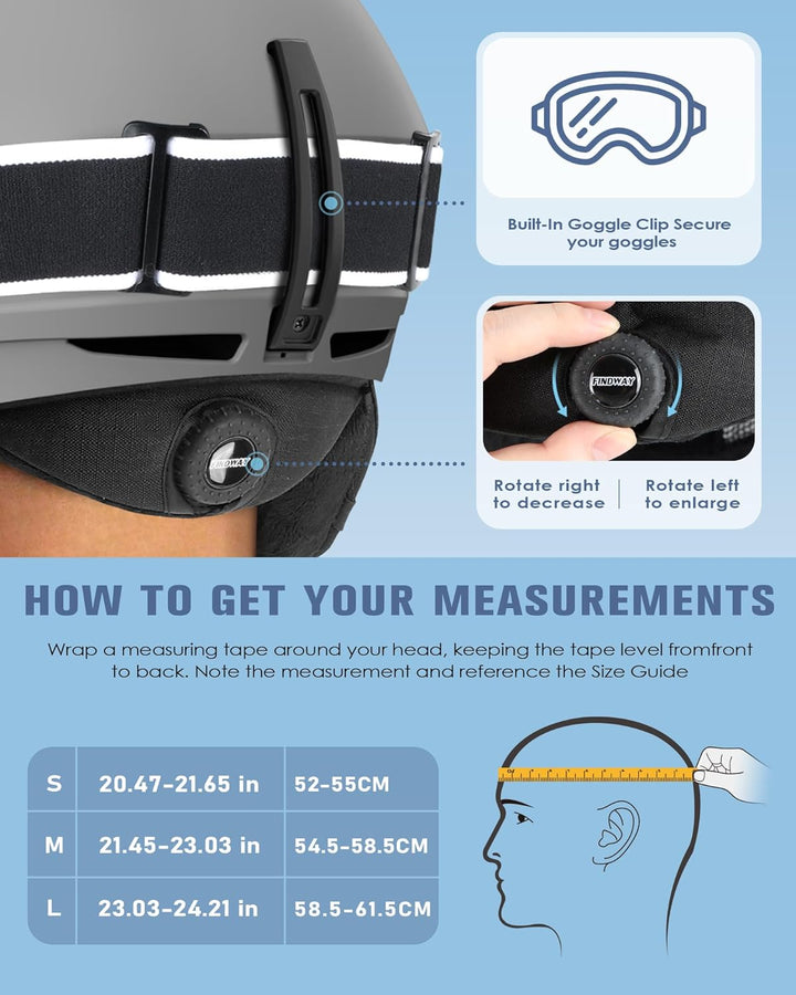Findway Skihelm für Herren Damen,Unisex Schneesporthelm für Skifahren/Snowboard mit Belüftungssystem