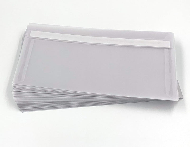 Transparente Briefumschläge, DIN lang, Haftklebestreifen, 100 Stück