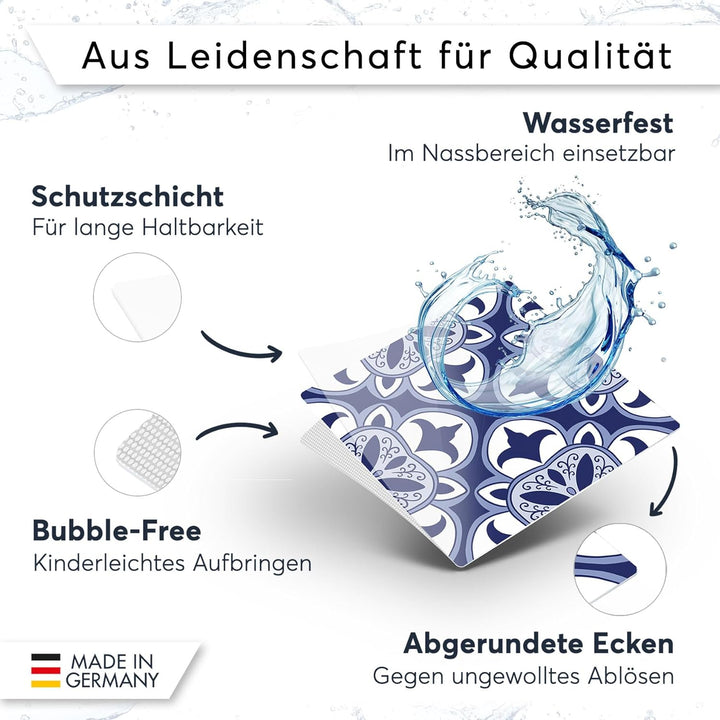20 Stück Fliesenfolie für Bad und Küche 20x20 cm - Klebefliesen, Mosaikfliesen - selbstklebende Flie