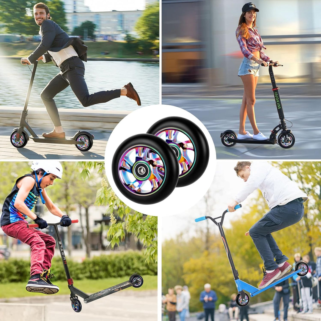 100mm Scooter Rollen Ersatzräder Pro Scooter Neo Rädern - mit ABEC-9 Lager 100 x 24mm Reifen Kick Ro