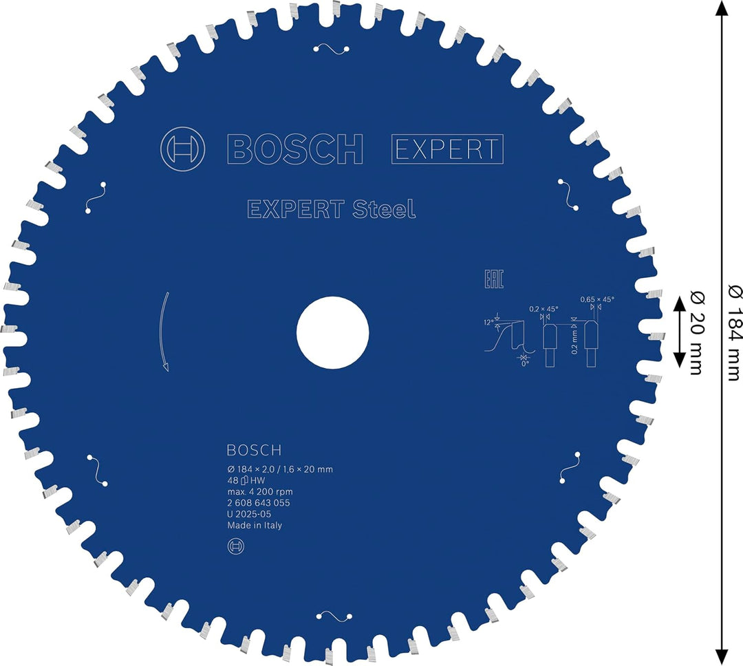Bosch Accessories Bosch Professional 1x Kreissägeblatt Expert for Steel (für Stahl, Sägeblatt Ø 184