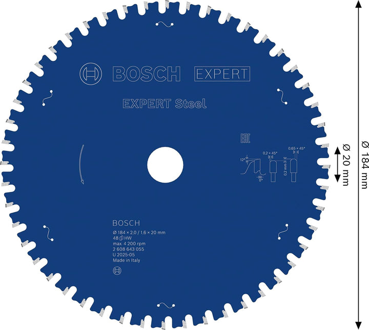 Bosch Accessories Bosch Professional 1x Kreissägeblatt Expert for Steel (für Stahl, Sägeblatt Ø 184