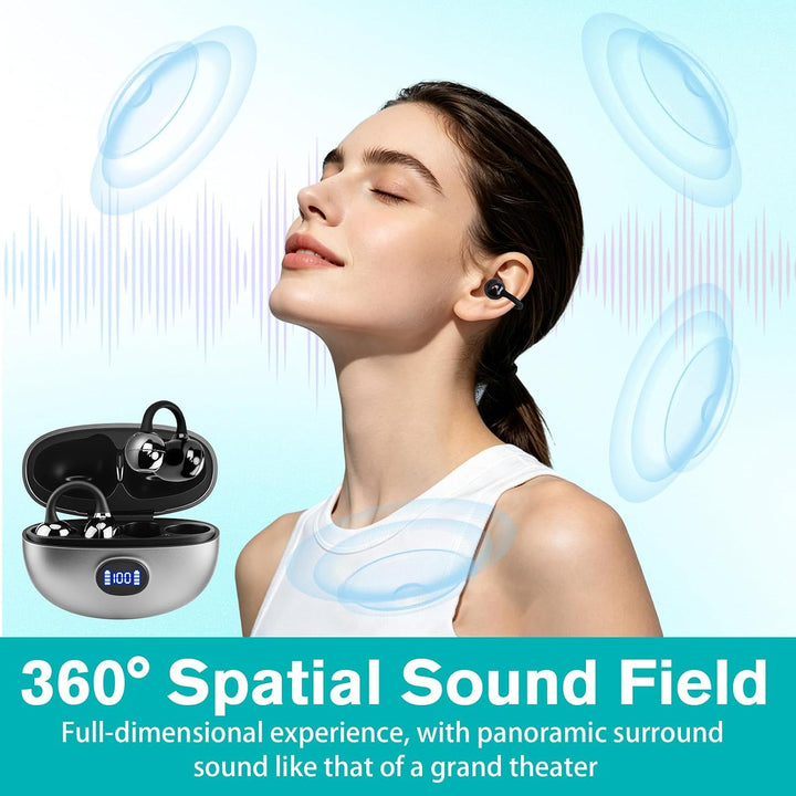 Kabellose Bluetooth Kopfhörer Ohrclip,20H Akkulaufzeit,Bluetooth 5,4 | Wasserdicht,Besonders Leicht,