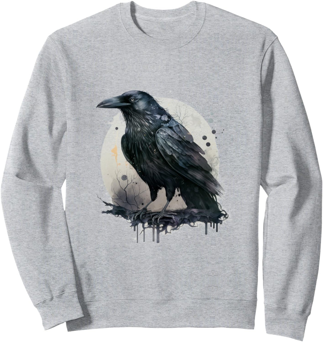Schwarze Krähe bei Vollmond Sweatshirt