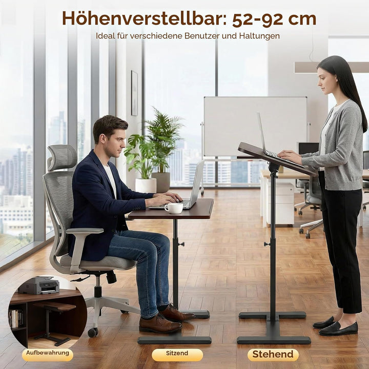 Beistelltisch C Form, Höhenverstellbar 50-80 cm, 60 x 40 cm grosse Tischplatte,360° drehbar mobiler