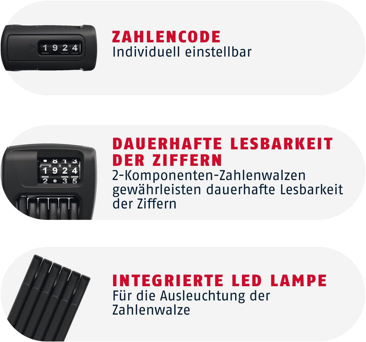 ABUS Faltschloss Bordo 6000C LED mit SH Schlosshalterung - faltbares Fahrradschloss mit beleuchtetem