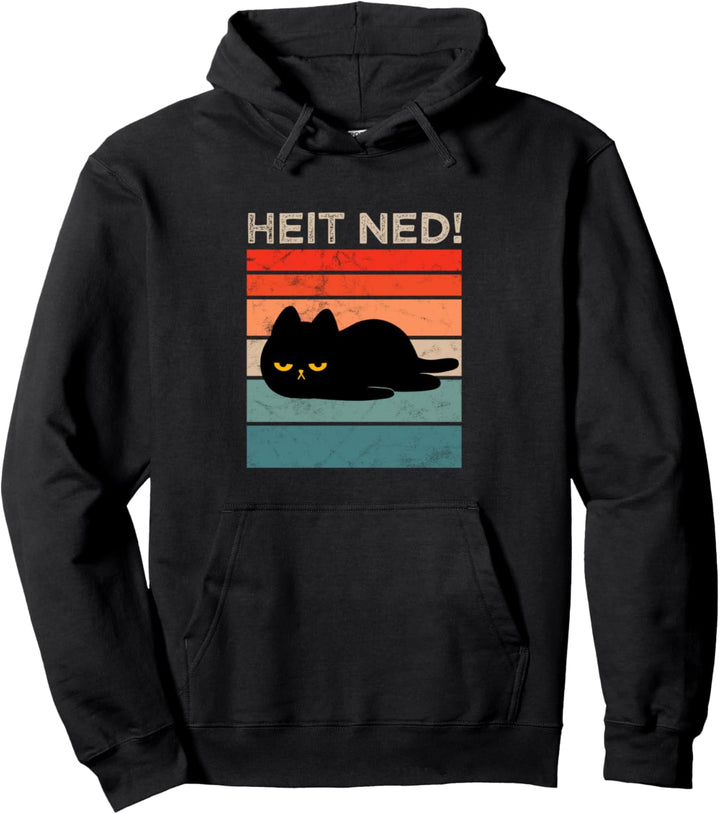 HEIT NED Lustiges Katzen Design mit müder schwarzer Katze Pullover Hoodie