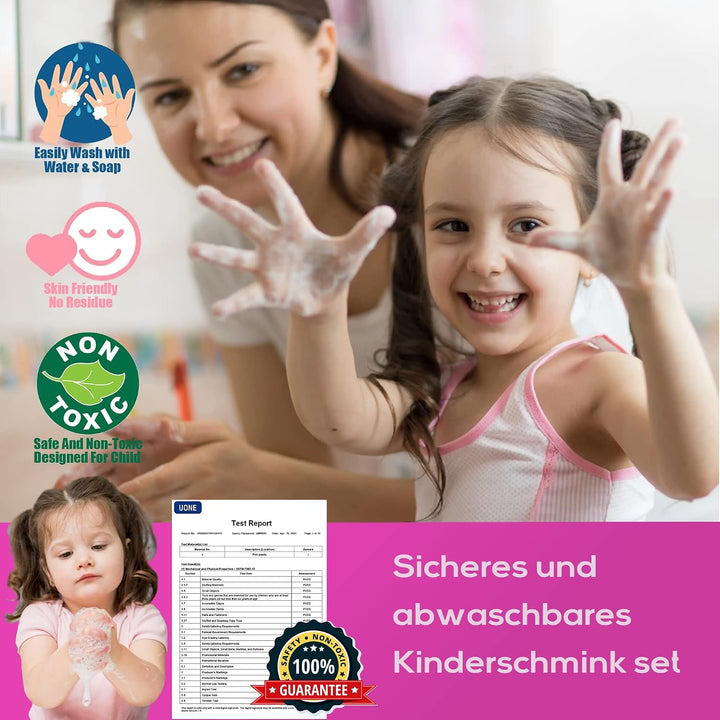 Amerrly Kinderschminke Set Mädchen Spielzeug - Waschbar und Sicher Kinder Schminkset, Prinzessin Sch