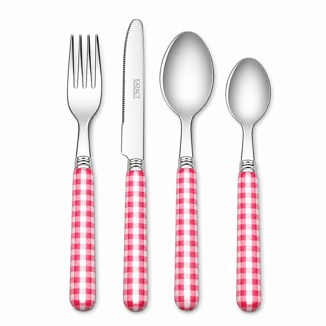 EXZACT Color Edelstahl-Besteck Set 24 Stück - 6 x Tafelgabeln, 6 x Tafelmesser, 6 x Abendessen Löffe