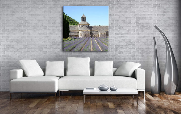 Lavendel Feld in der Toskana Format: 60x60 als Leinwandbild, Motiv fertig gerahmt auf Echtholzrahmen