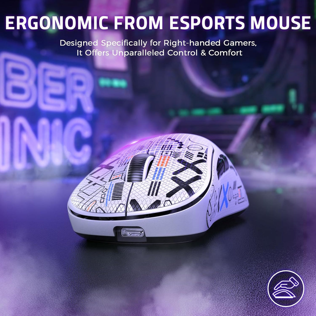 LexonElec HXSJ T700 Ultra-Light Wireless Gaming Mouse, Ergonomischer Formfaktor für Rechtshänder, BT