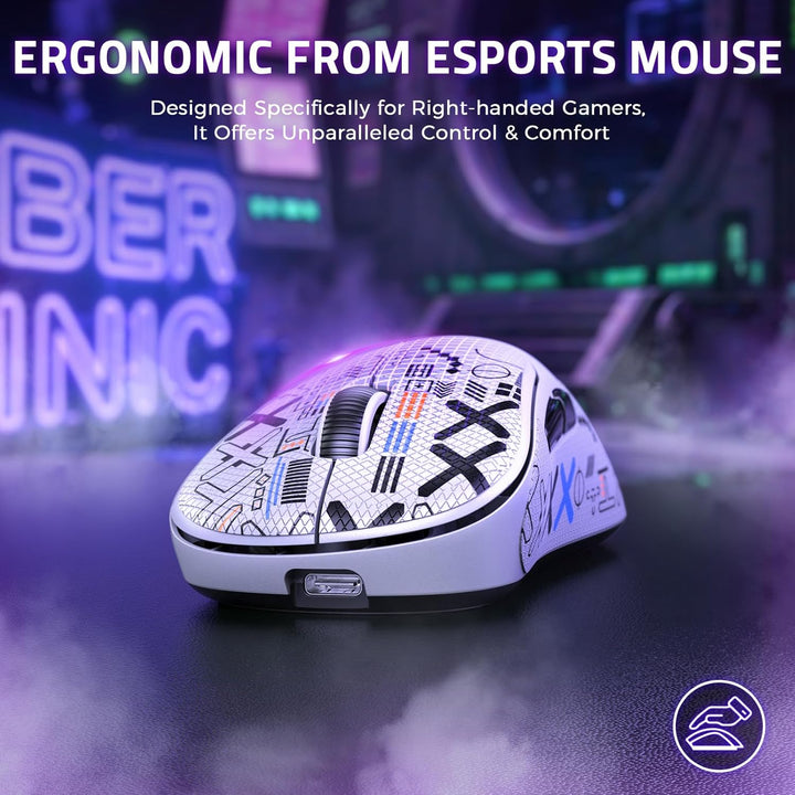 LexonElec HXSJ T700 Ultra-Light Wireless Gaming Mouse, Ergonomischer Formfaktor für Rechtshänder, BT