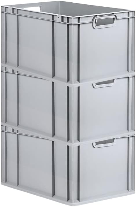 PROREGAL SuperSparSet 3x Eurobox NextGen Grip | HxBxT 32x40x60cm | 65 Liter | Griffe offen | Verstär