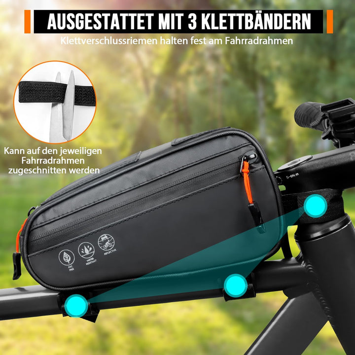 Fahrrad Rahmentasche, 3 Wege Installation Fahrradtasche Rahmen Oberrohrtasche Dreieckstasche mit Zwe