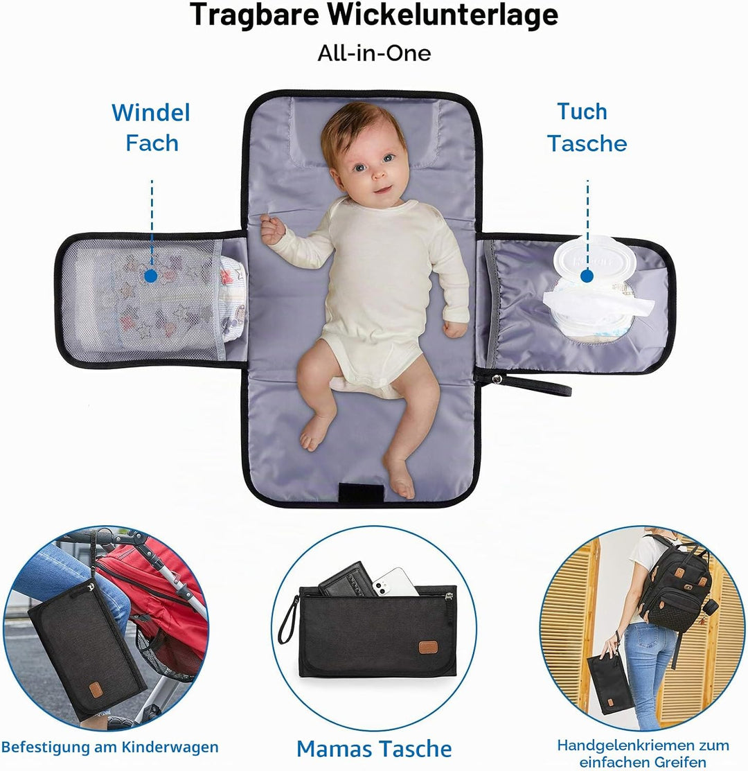 Wickeltasche Rucksack - Dikaslon Grosser Wickelrucksack mit Multifunktions-Babytaschen und mobiler W