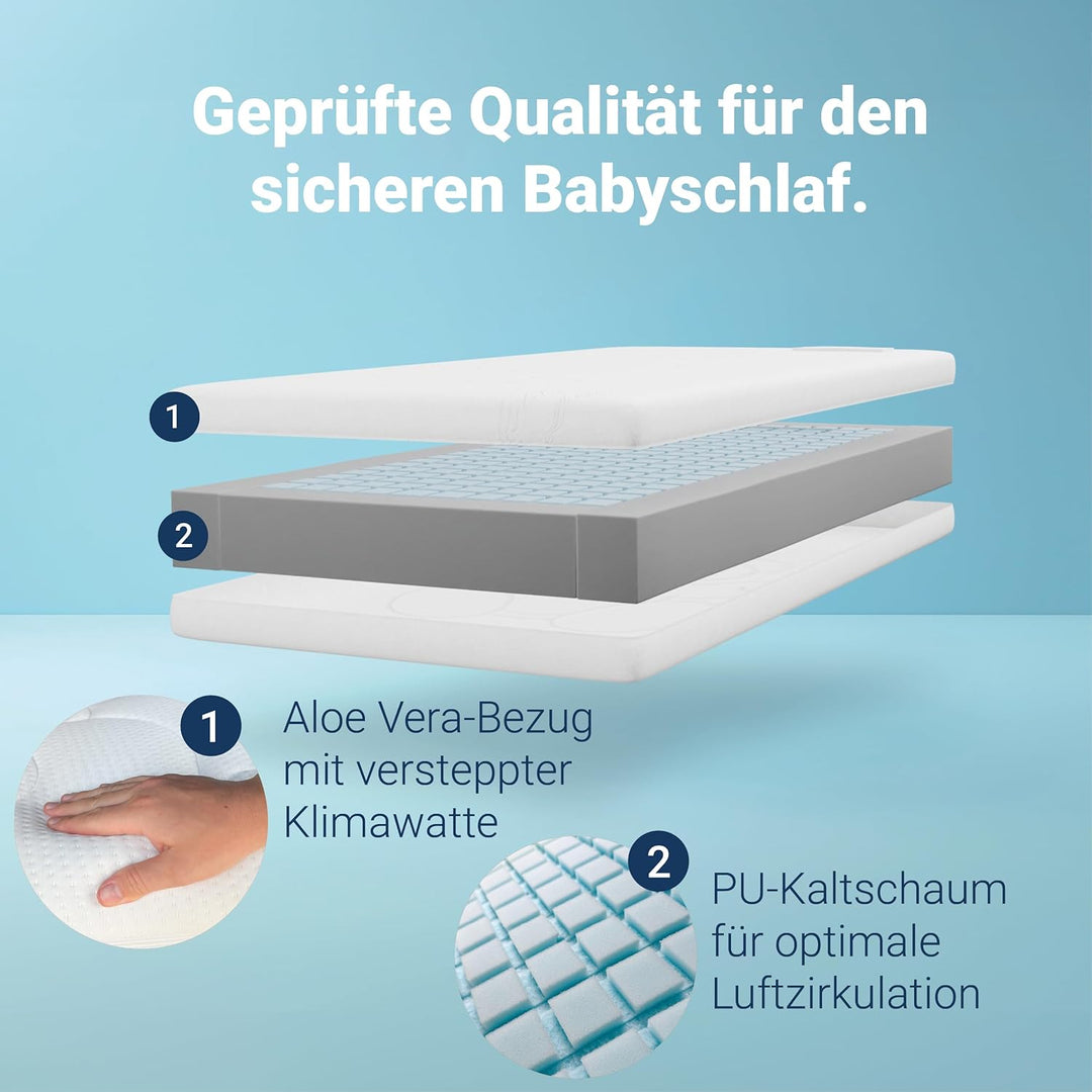 Betten-ABC OrthoMatra Junior-Duo -Das Original-Kindermatratze mit Rundum-Trittkante, Baby- und Klein
