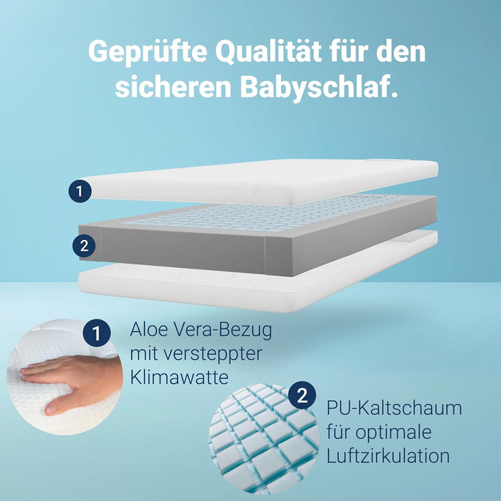 Betten-ABC OrthoMatra Junior-Duo -Das Original-Kindermatratze mit Rundum-Trittkante, Baby- und Klein