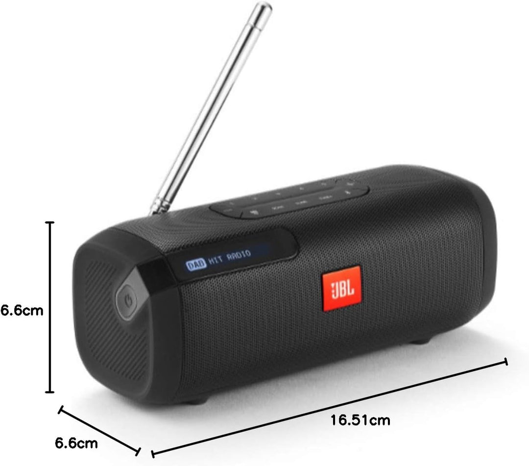 JBL Tuner Radiorekorder - Schwarz – Tragbarer Bluetooth Lautsprecher mit DAB+ und UKW Radio – MP3 fä