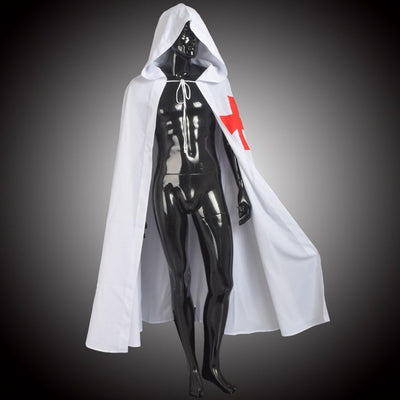 BLESSUME Mittelalter Ritter Kostüm Hospitaller Karneval LARP Weiss Cloak mit Kreuz (Weiss 1), Weiss