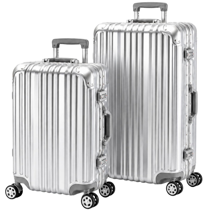 Travelhouse London Koffer Silber S-55cm, M-65cm · 2er-Set · Alu-Rahmen · Polykarbonat Hartschale · H