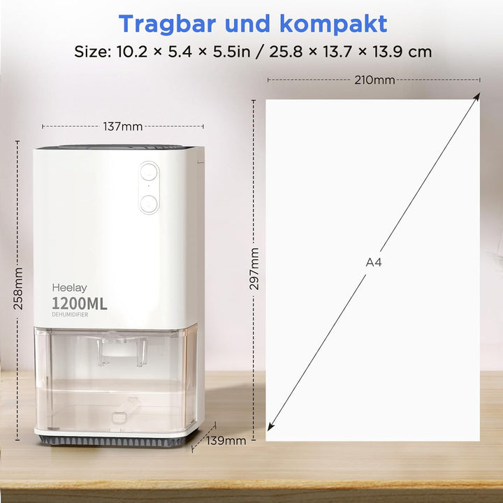 Luftentfeuchter 1200ML,Heelay Luftentfeuchter Elektrisch Entfeuchter Energiesparend,Tragbar,Ultra Le