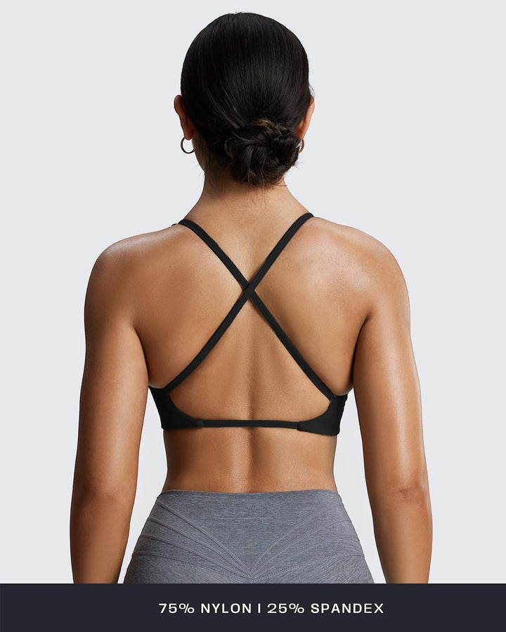 Aoxjox Damen Workout Sport BHS Fitness Rückenfrei Gepolstert Sienna Low Impact BH Yoga Crop Tank Top