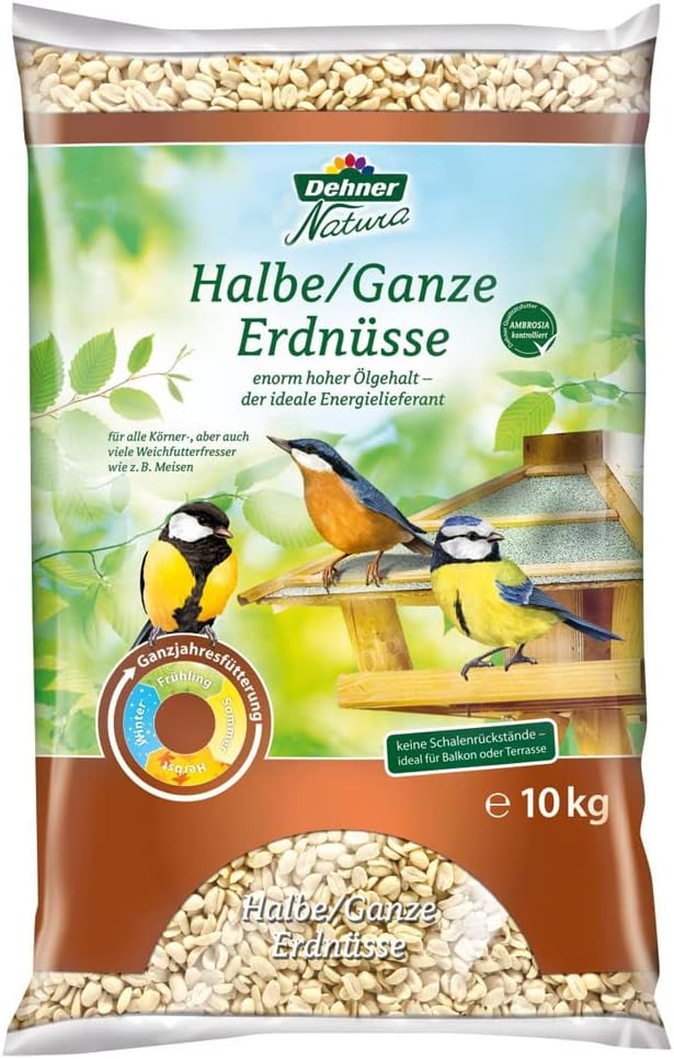 Dehner Natura Wildvogelfutter, halbe/ganze Erdnüsse, 10 kg halbe/ganze Erdnüsse 10 kg (1er Pack), ha