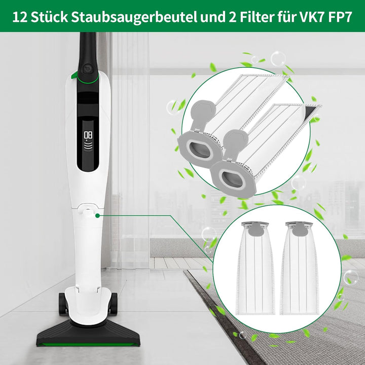 10 Stück Staubsaugerbeutel für Vorwerk Kobold VK7 FP7 Premium Filtertüten Staubsauger Akku Beutel