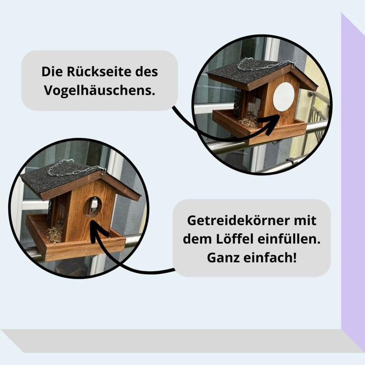 STAFECO® Vogelfutterhaus Vogelhaus für Balkon wetterfest Futterhaus Handarbeit Gartenvögel im Garten