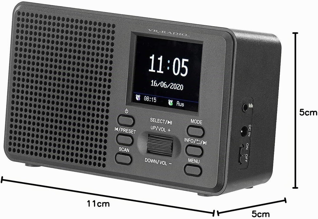 VR-Radio Digital Radio: Mobiles Digitalradio mit DAB+ und UKW, LCD-Farbdisplay, Wecker, 8 Watt (Mobi
