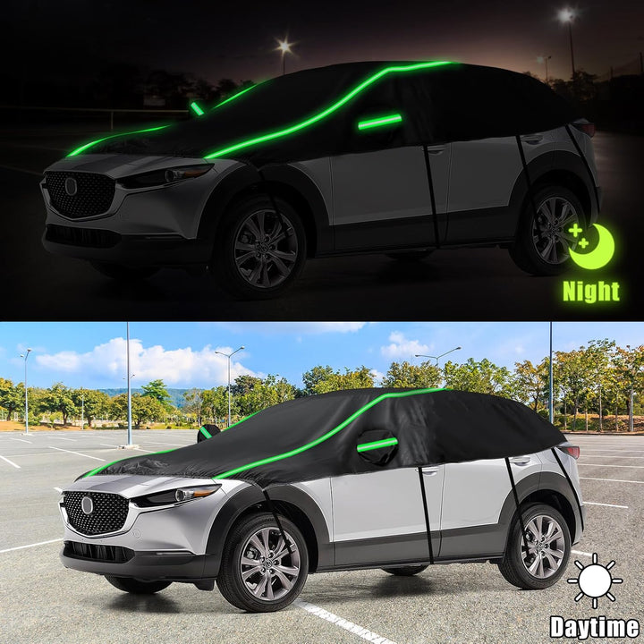 Auto Schwarzes Halbgarage für Mazda CX-30 2019-2024, LWB Soft Windschutzscheibe Abdeckung Hälfte Aut