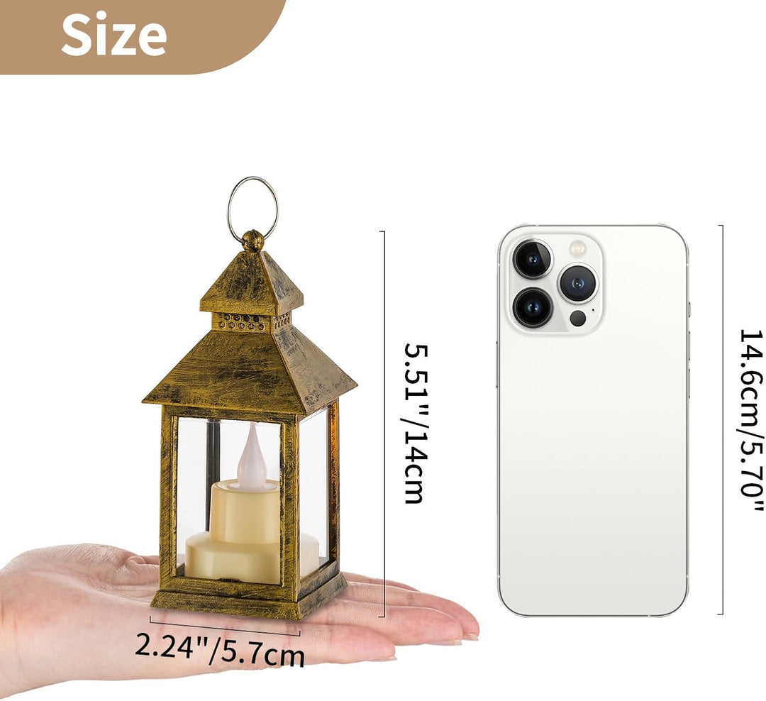 NUPTIO Laterne Kleine Weihnachten Deko - 10er led Teelichter Gold Mini Laternen für Draussen Flacker
