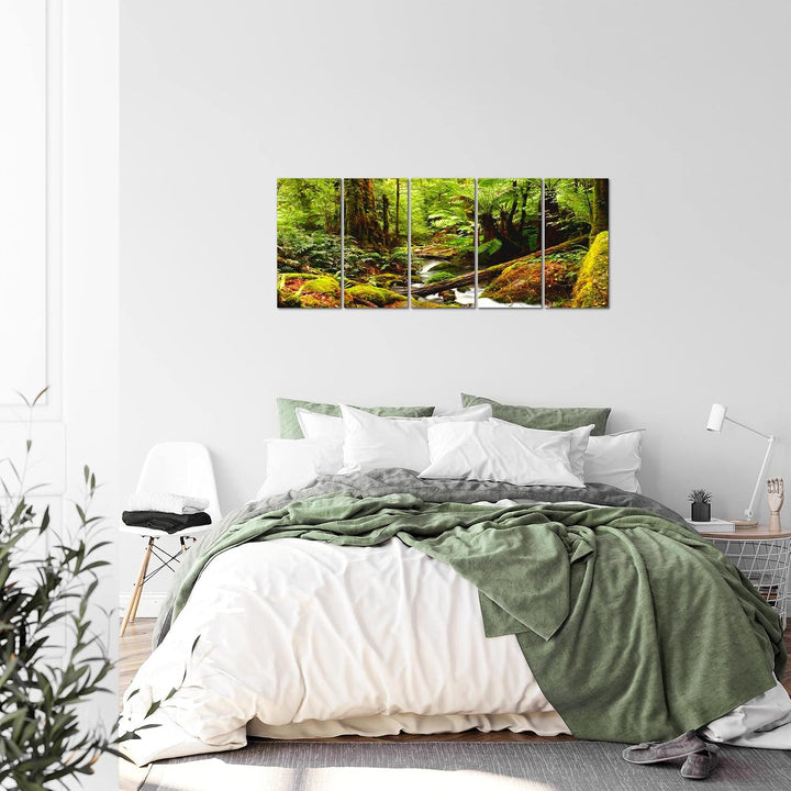 Runa Art Bild Wald Landschaft Wandbilder auf Vlies Leinwand 5 Teilig Wanddekoration Schlafzimmer Woh