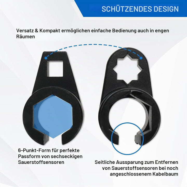 BOOMSTART 3tlg Lambdasonden Schlüssel Set, 22mm Lambdasonden Nuss, 3/8 "1/2" Nox Sonde Lambdasonde W
