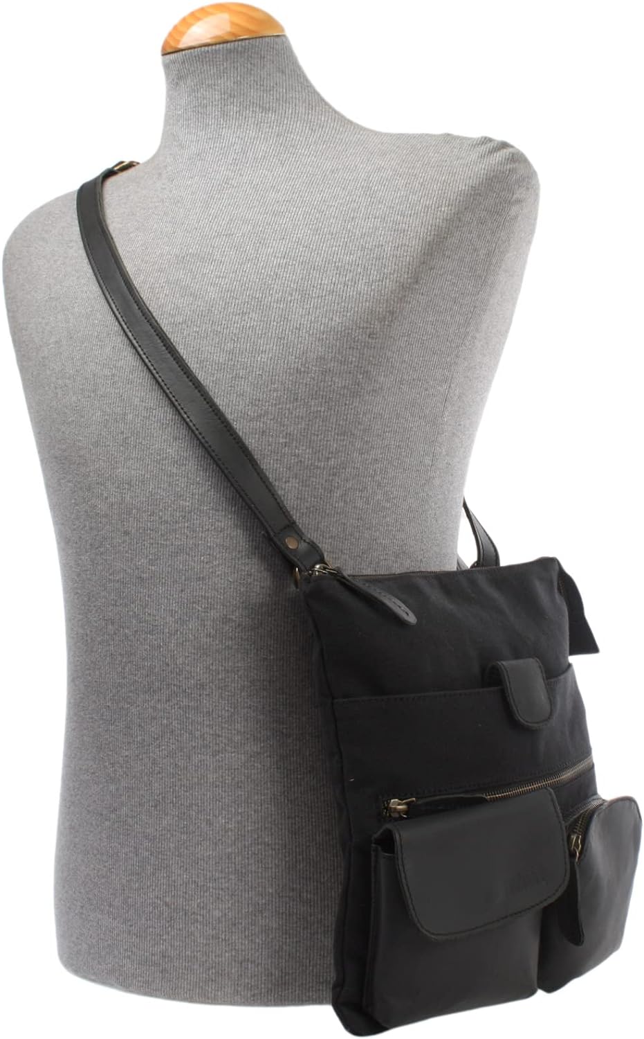LECONI Umhängetasche Canvas &amp; Leder kleine Schultertasche Handtasche Damen + Herren Vintage Retro St