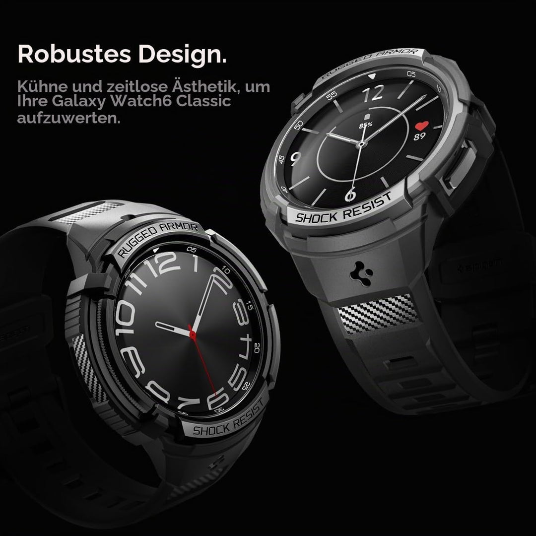 Spigen Rugged Armor Pro Hülle mit Armband Kompatibel mit Samsung Galaxy Watch 6 Classic 47mm 2023 -